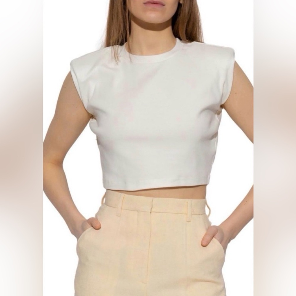 ALL SAINTS Coni Crop Top White- Minimalist Neutral Monochrome Large - EUC